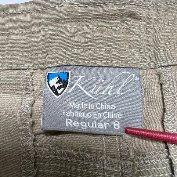 KUHL Vintage Patina Dye Splash Roll-Up Cargo Pants SIZE 8 Tan Hiking Travel - Picture 3 of 13